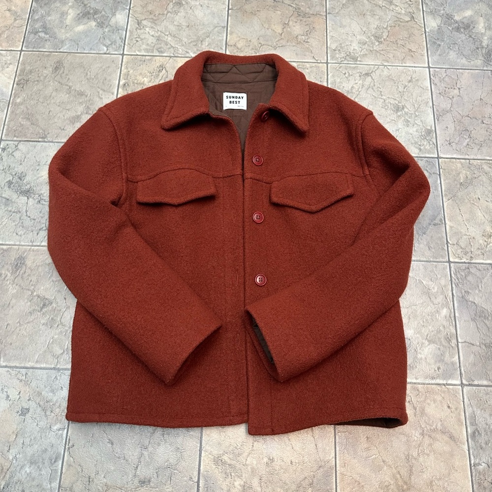 Rusted-red Colour fall-winter coat.